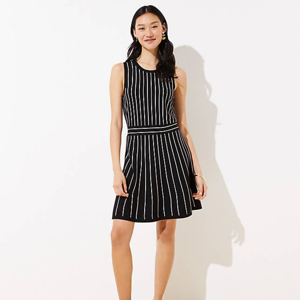 Ann Taylor LOFT Striped Flare Sweater Dress XL
